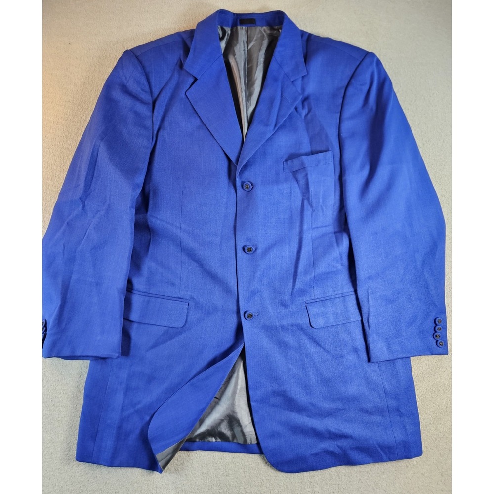Stacy Adams Gold Label Mens 46L Royal Blue 3 Button Blazer Sport Coat Jacket